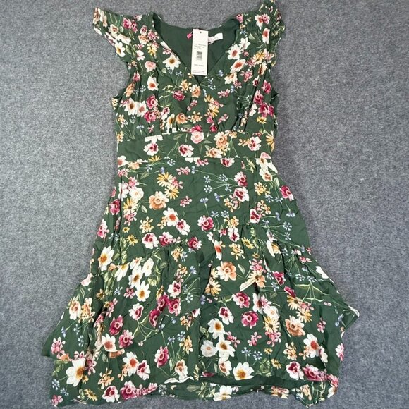 Parker Womens Silk Satin Mini Dress Cacti Daisy Green Size 8 Summer Boho NWT Lux - Picture 3 of 12